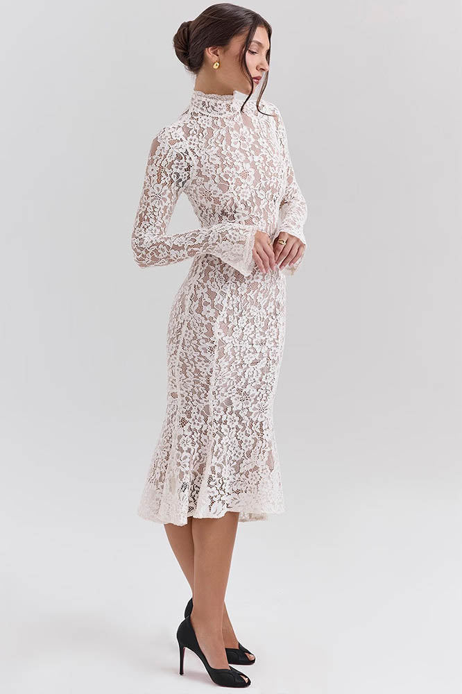 Lace High-Waisted Slimming Fitted Dress