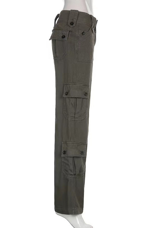Retro Street Style Pocket Denim Trousers