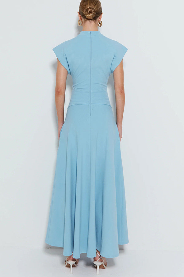 Crew Neck Slit Wide Cuffs Long Dress