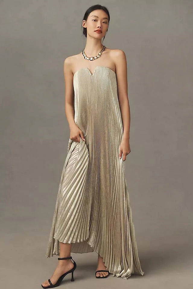 Modern Black Tie Strapless Gown