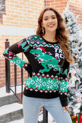 Modern Christmas Dinosaur Knit Sweater