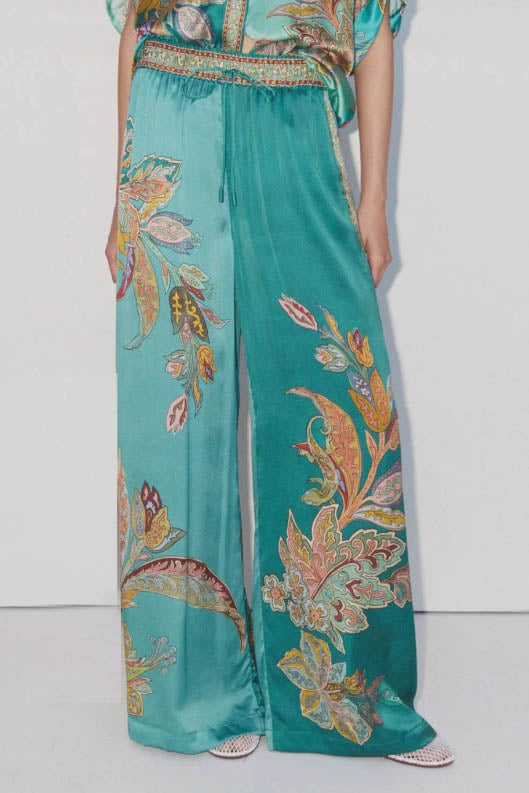 Retro Flower Print Shirt and Trousers Set