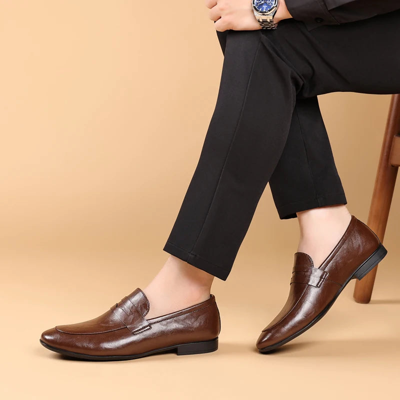 Polished Full-Grain Leather Loafers with Pointed Toe