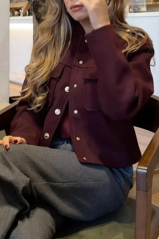 Modern Structured Mock-Neck Mini Jacket