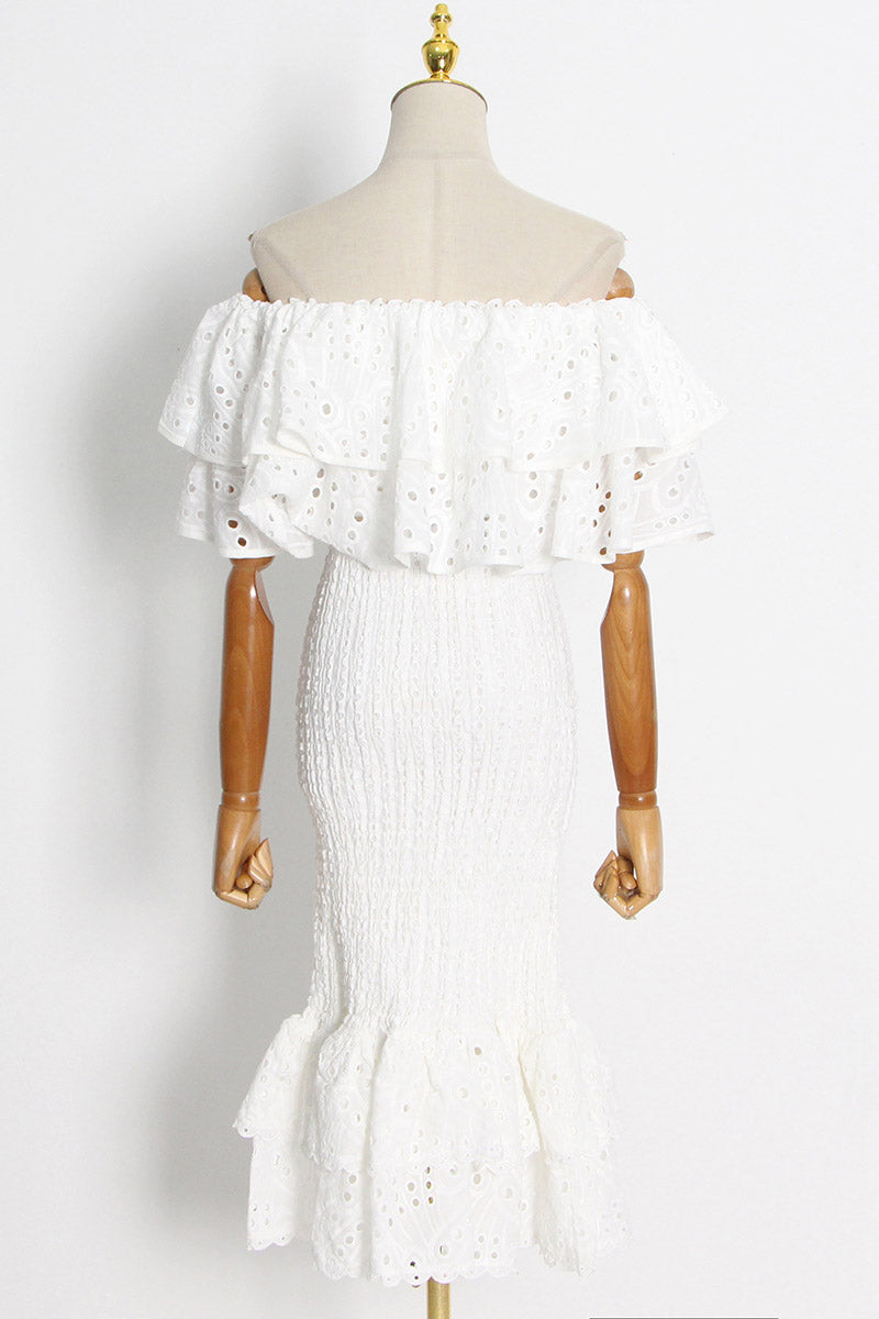 Dolly Embroidered Lace Tiered Ruffled Maxi-Length Dress Set