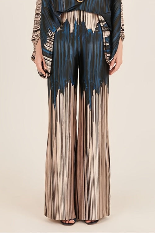 Coordinated Abstract Waves Two-Piece Set - Blue-Brown