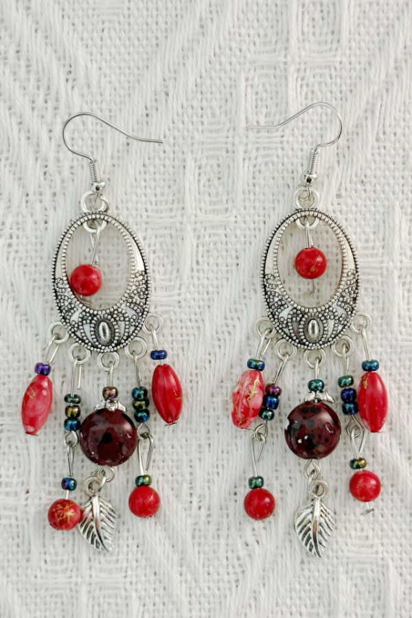 Statement Long Fringe Earrings Turquoise Alloy Women's Decorative Earrings