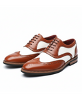 Leather Brogue Shoes with Perforated Upper