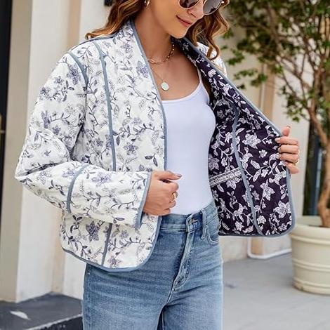Reversible Jacket with Floral Print and Ethnic Print