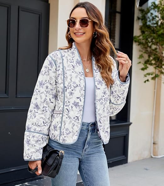 Reversible Jacket with Floral Print and Ethnic Print