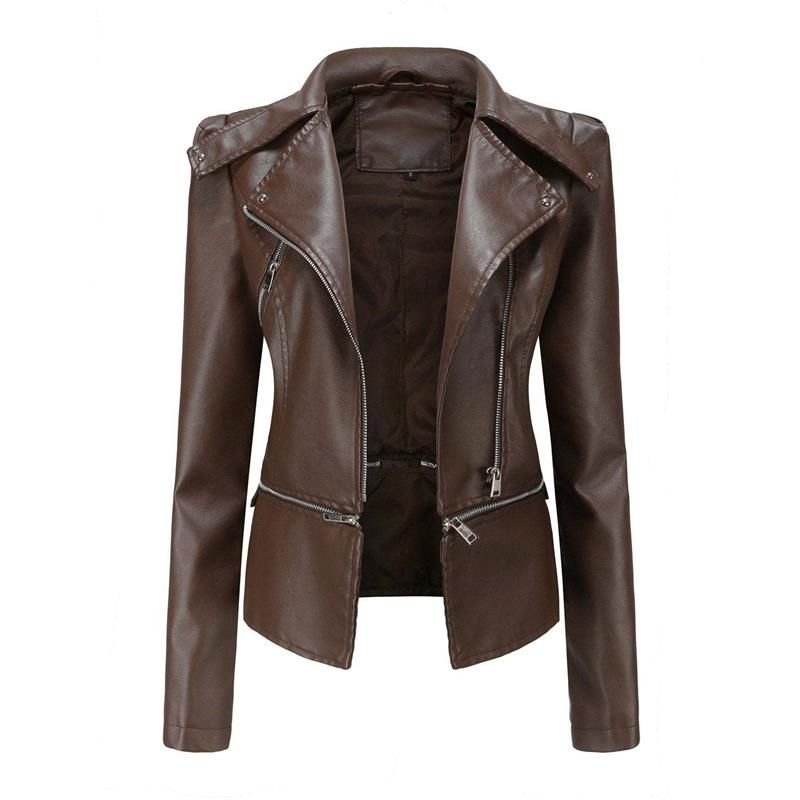 Leather Jacket in a Gothic Style with Lapels and Zipper
