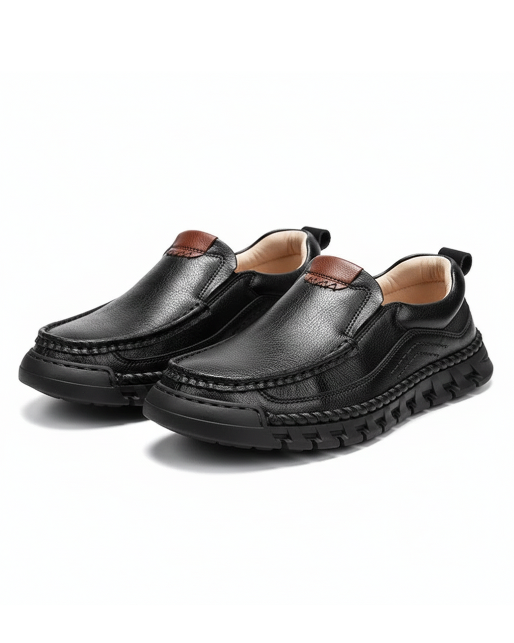 Leather Loafers with Precision Stitching