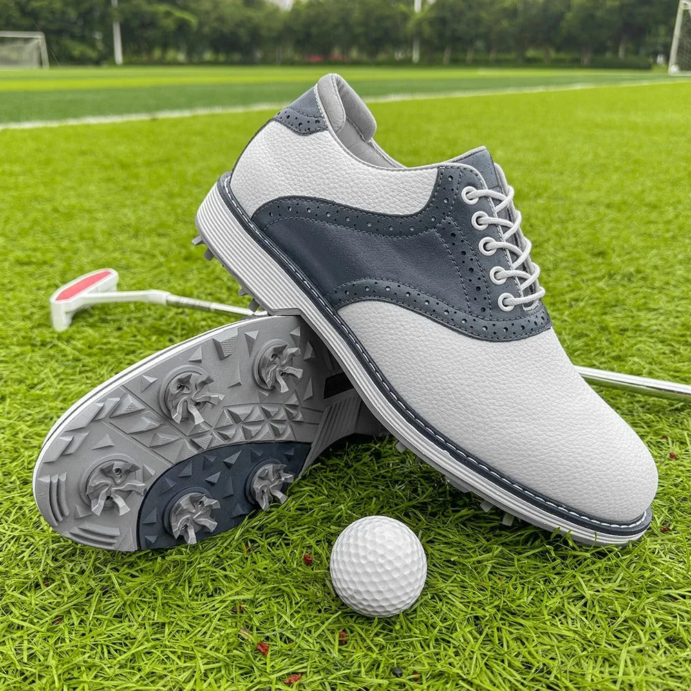 Pebbled Leather Brogue Shoes with Pebbled Texture