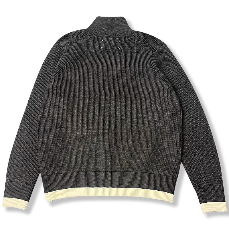 Wool Blend Cardigan with High Collar