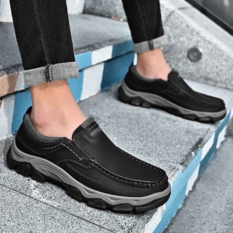 Cowhide Leather Loafers with Cushioned Insole