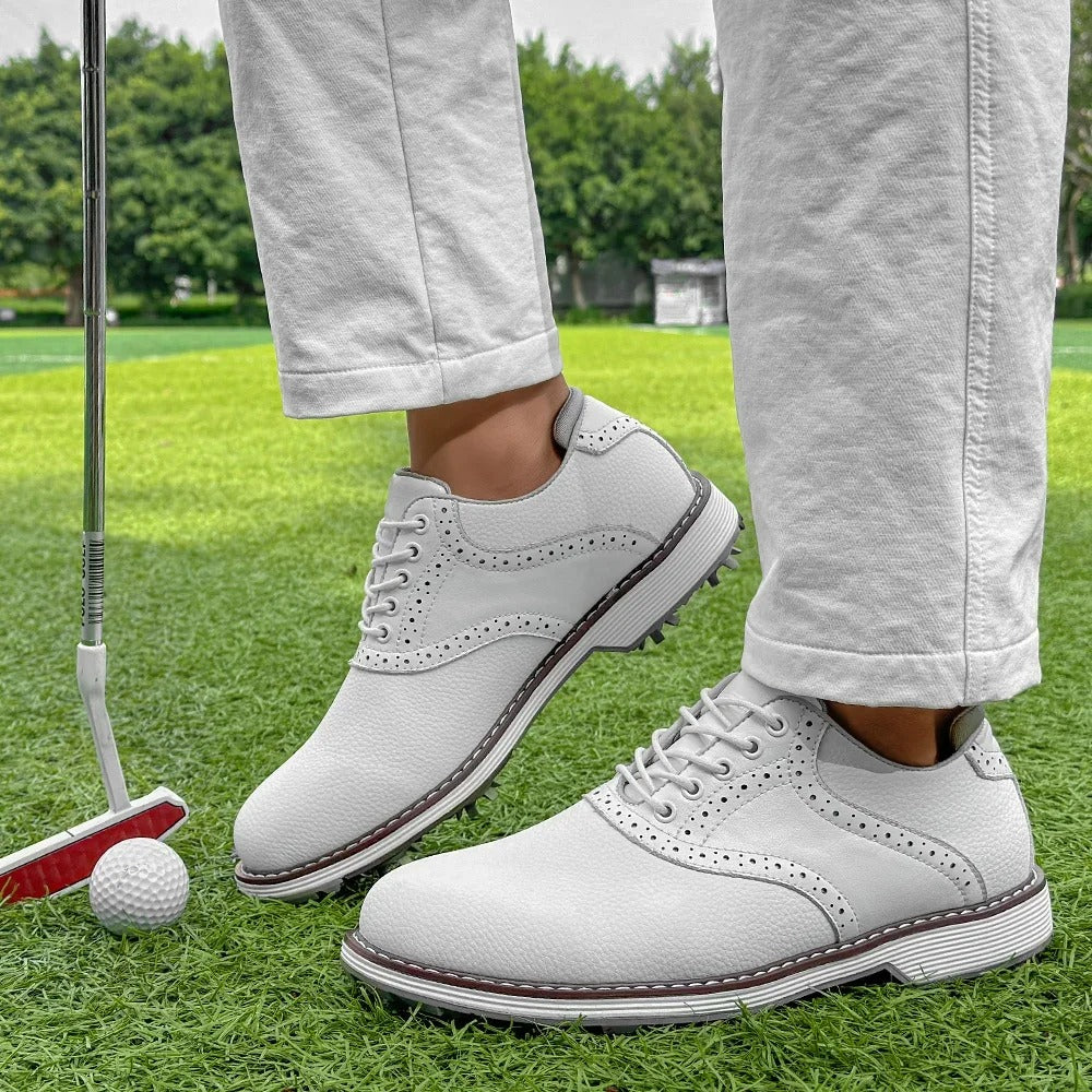 Pebbled Leather Brogue Shoes with Pebbled Texture