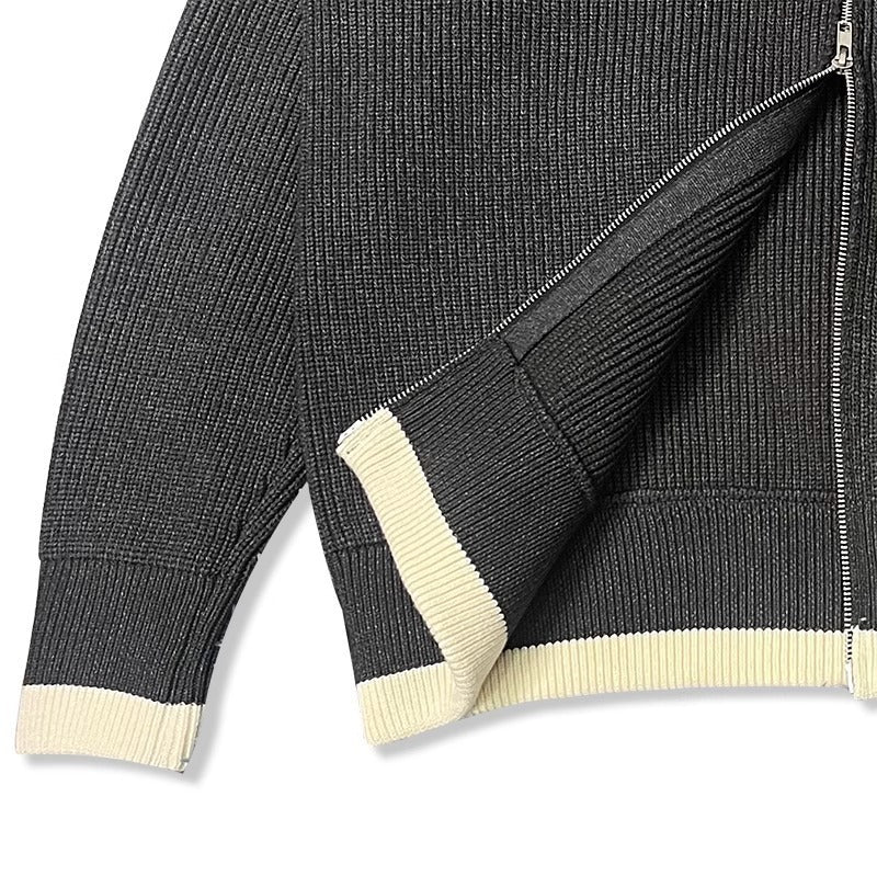 Wool Blend Cardigan with High Collar