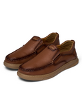 Cowhide Leather Loafers with Rubber Sole
