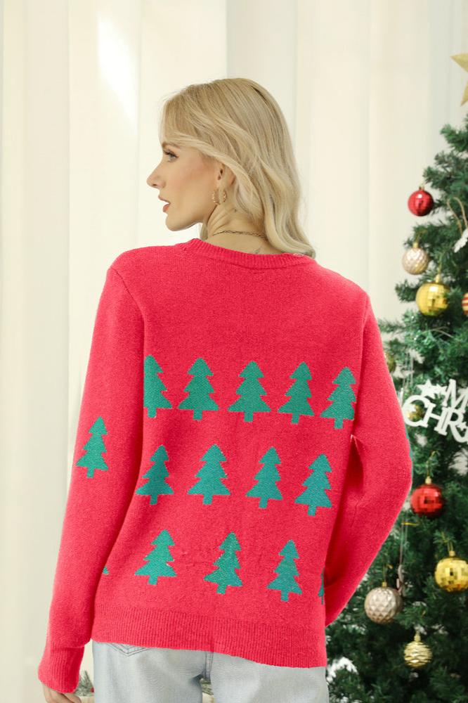Sparkling Sequined Christmas Tree Knit Sweater