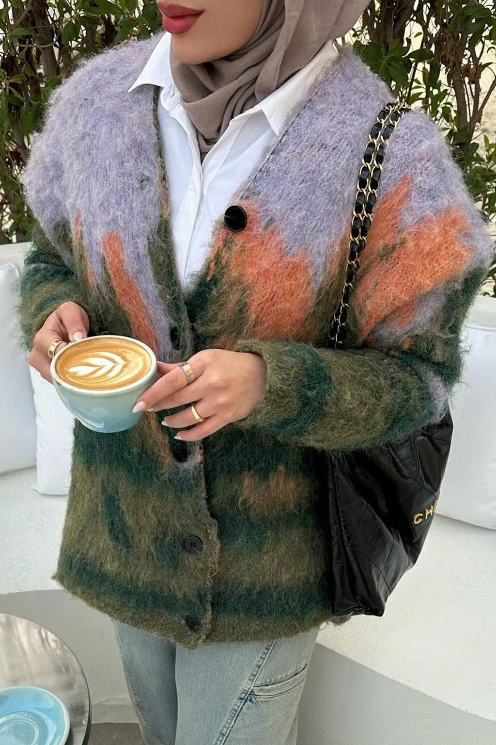 Modern Art-Inspired Knit Cardigan
