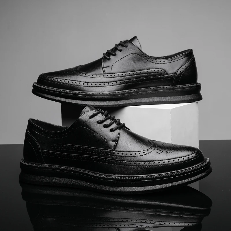 Leather Brogue Shoes with All-Day Comfort