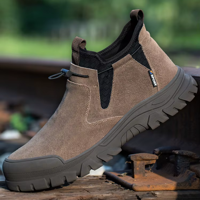 Suede Sneakers with Slip-Resistant Tread