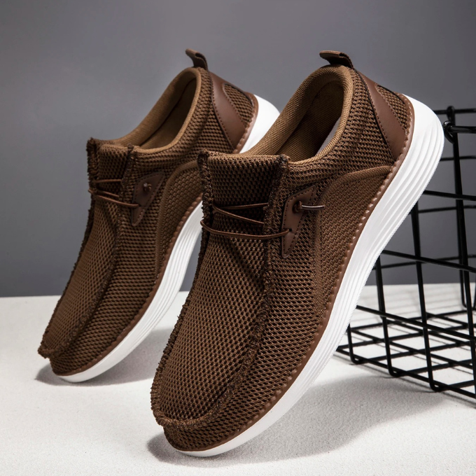 Mesh Loafers with Woven Detail