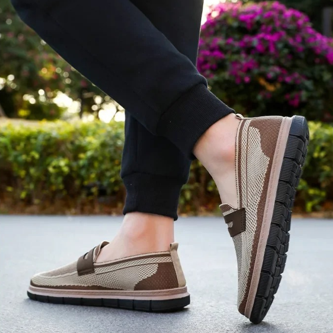 Knit Loafers with Woven Detail
