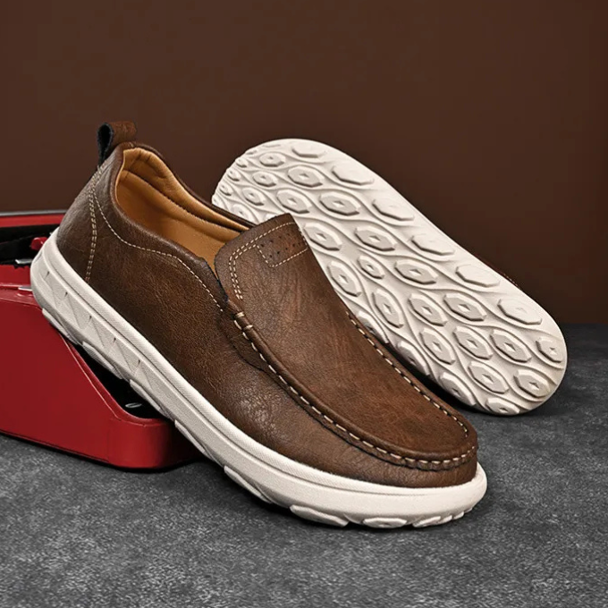 Leather Loafers with Rubber Sole
