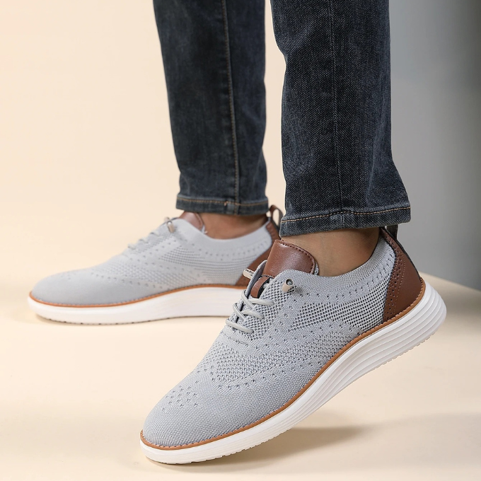 Knit Brogue Shoes with Breathable Upper