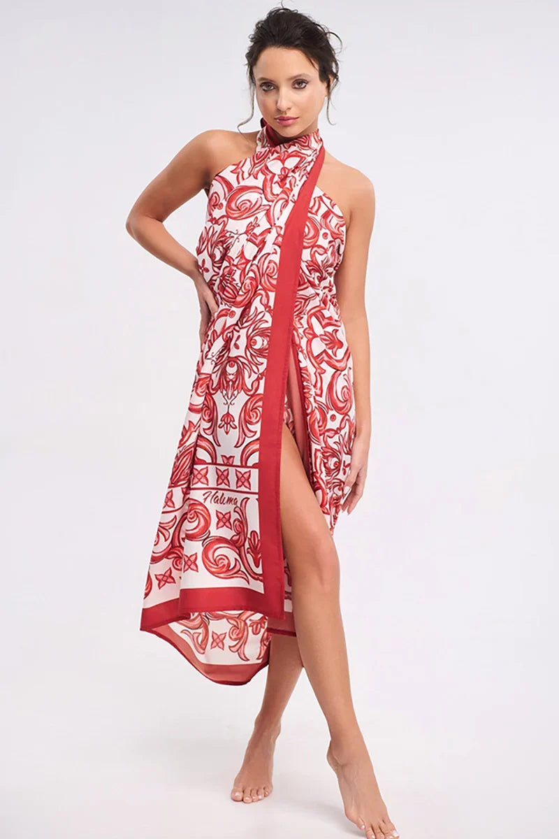 Ethnic Print One-Piece Swimwear Set