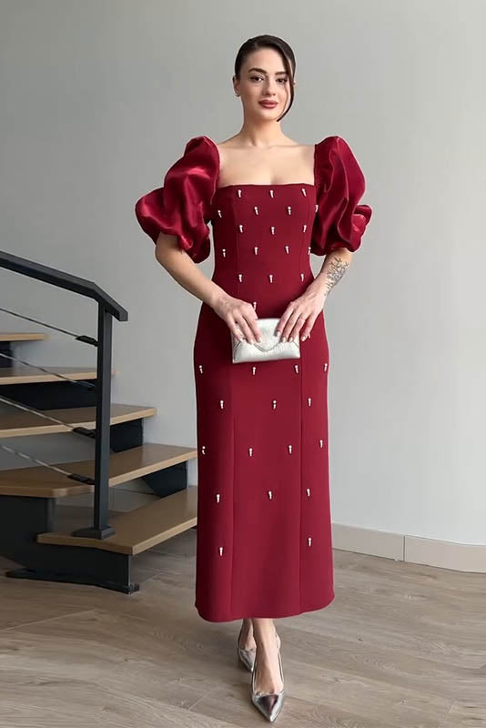 Echoes of the Past - Polka Dot Maxi-Length Dress