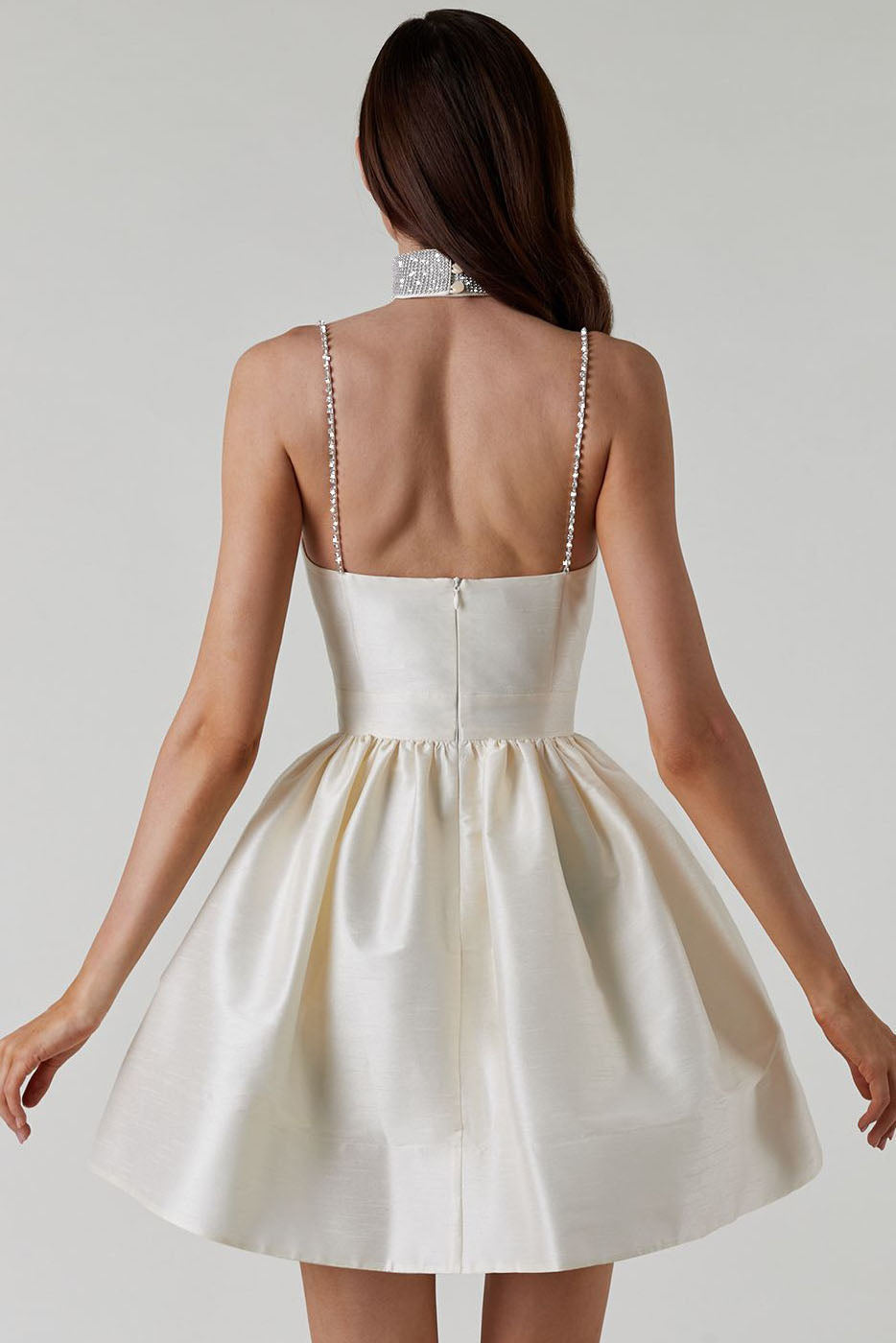 Sweet High-Waisted Ruched Fluffy Mini-Length Dress