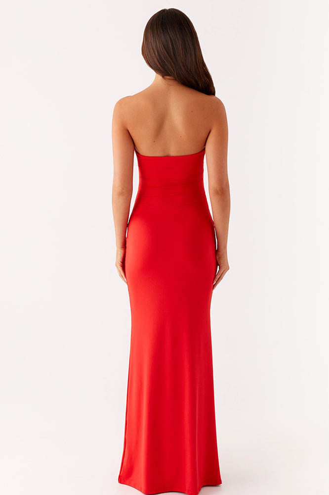 Cut-Out Design Mature Style Slim Maxi-Length Dress