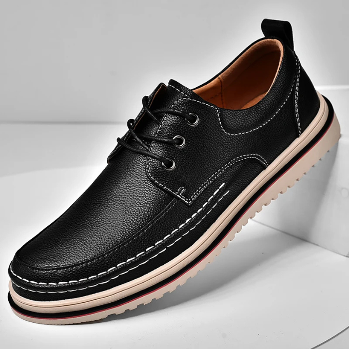Leather Derby Shoes with Contrast Stitching