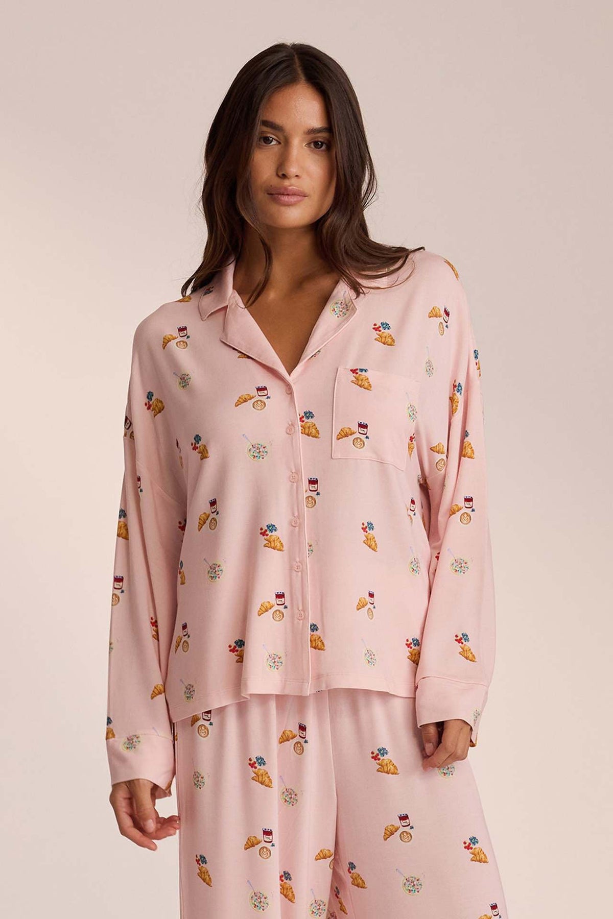 Coordinated Food Print Pajama Set