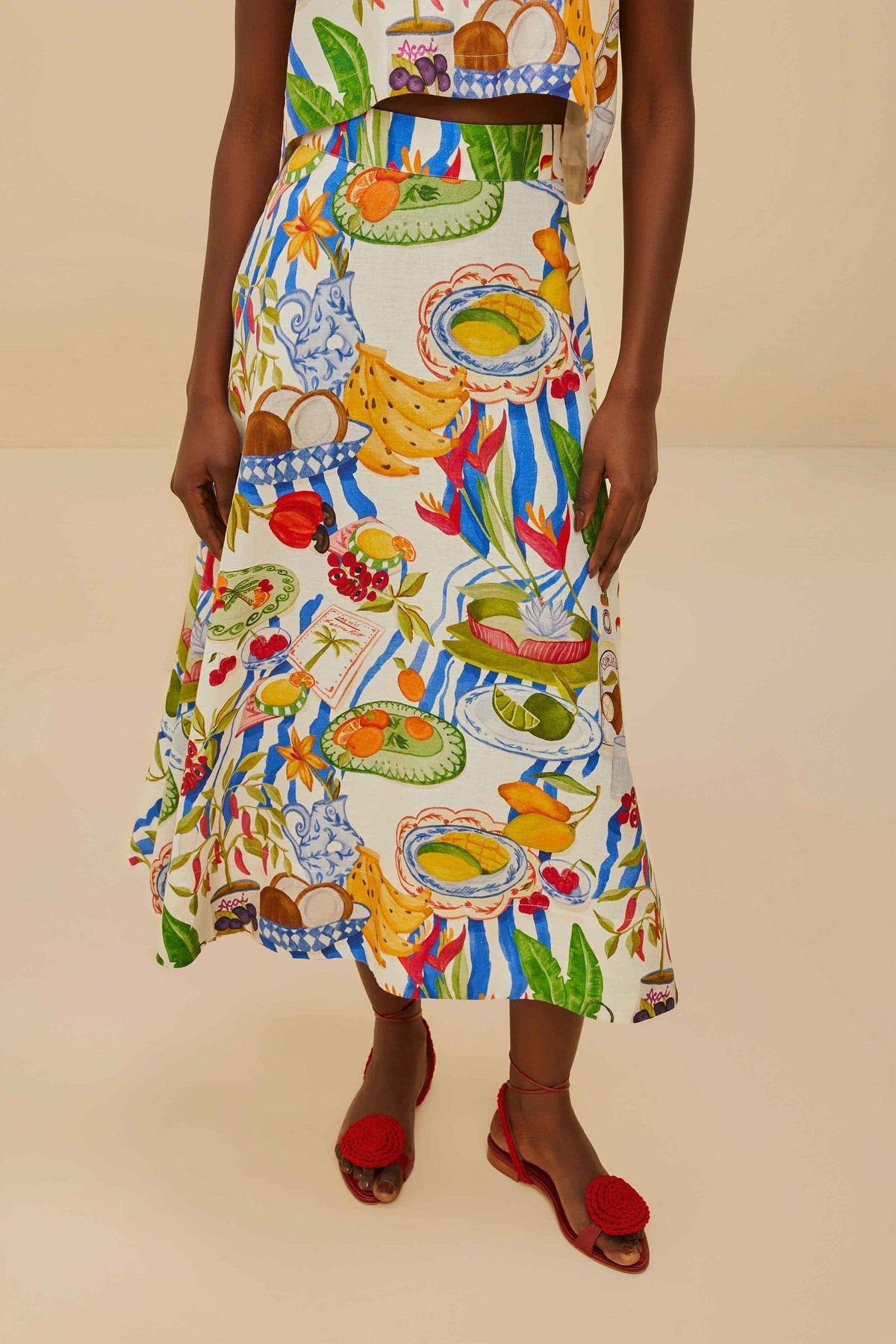 Coordinated Holiday Joy Fruit Color Skirt Set
