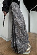 Street Style Leopard Stripe Baggy Trousers