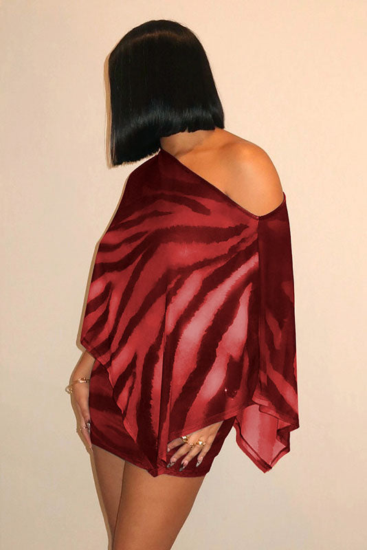 Coordinated Tiger Pattern Sheer Skirt Set