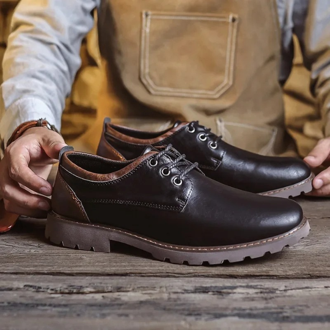 Casual Polished Leather Oxford Shoes