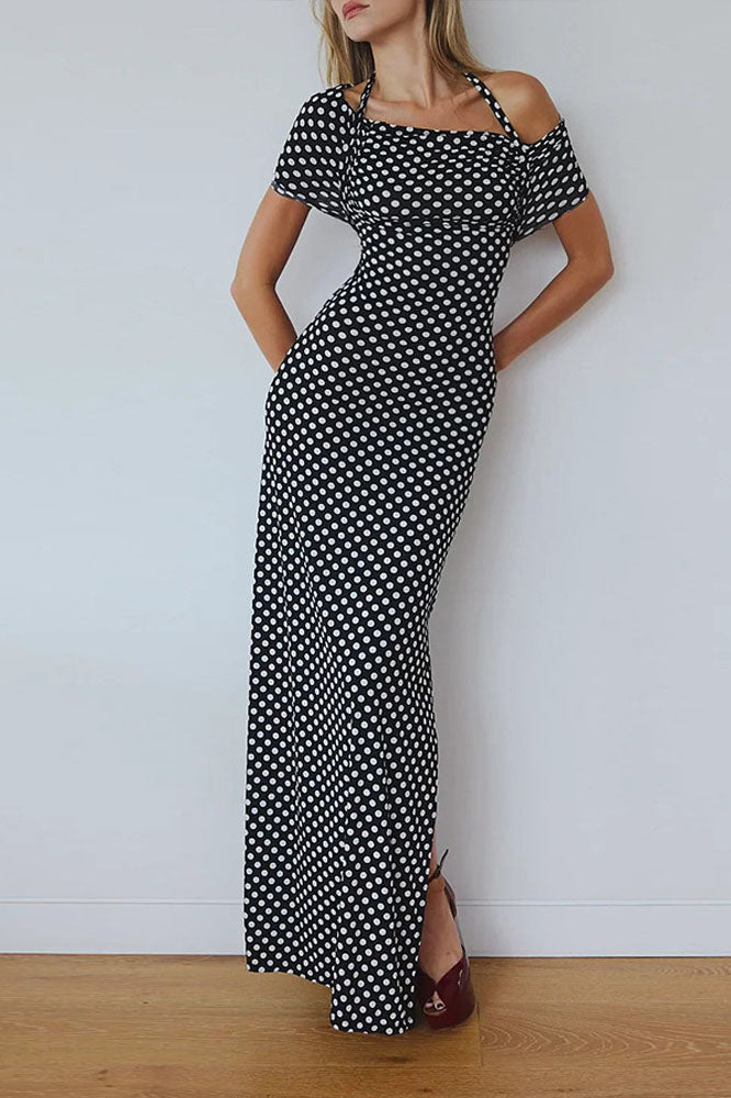 Spring Summer Polka Dot Women's Midi-Length Dress