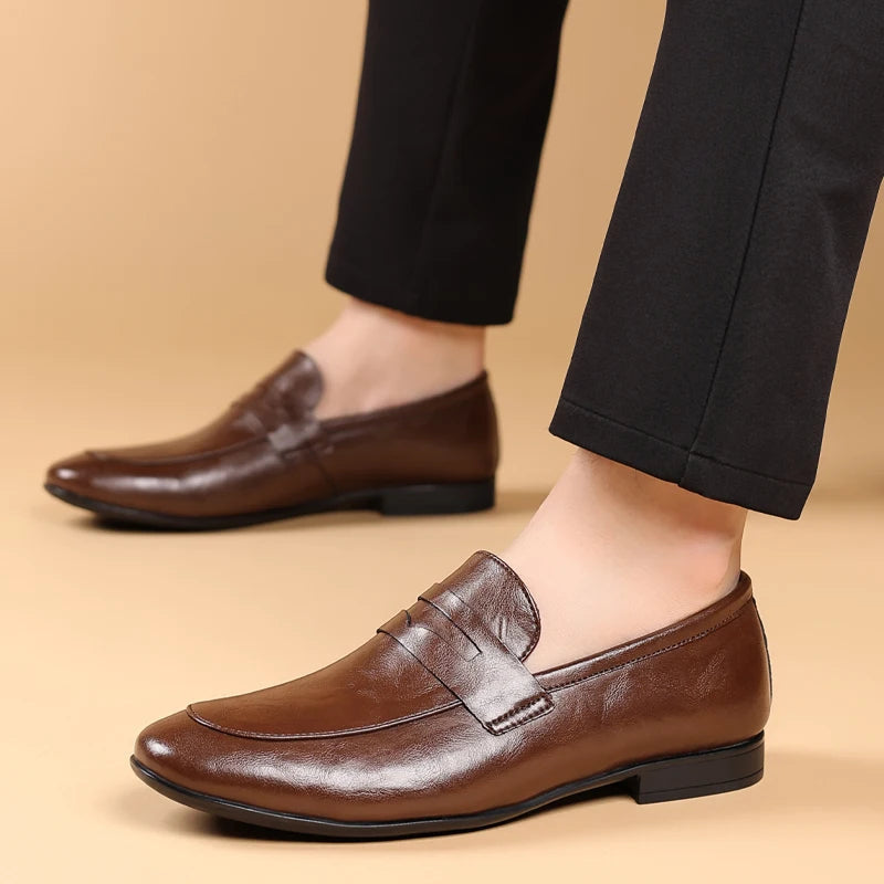Polished Full-Grain Leather Loafers with Pointed Toe