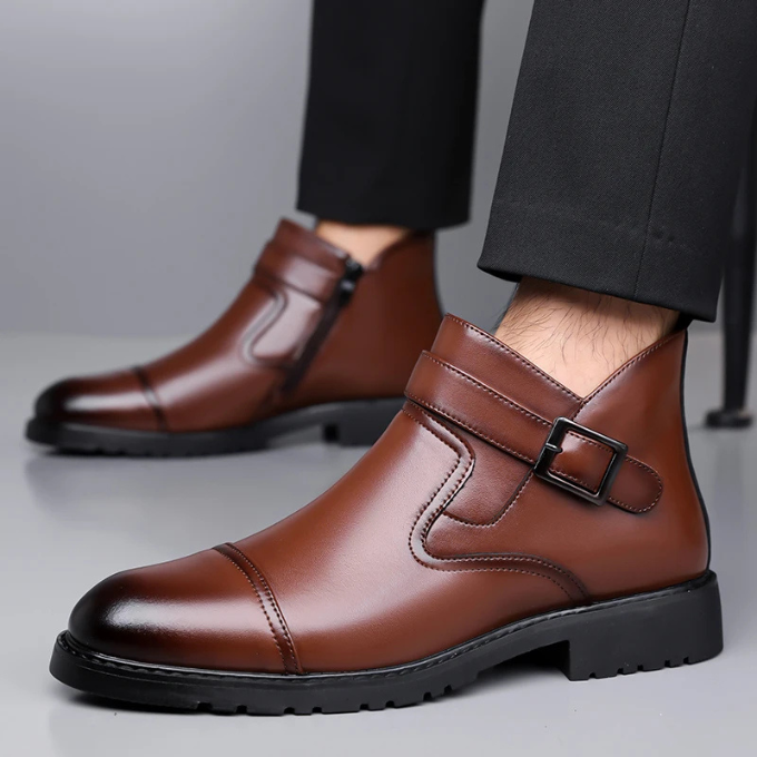 Leather Chelsea Boots with Rubber Sole