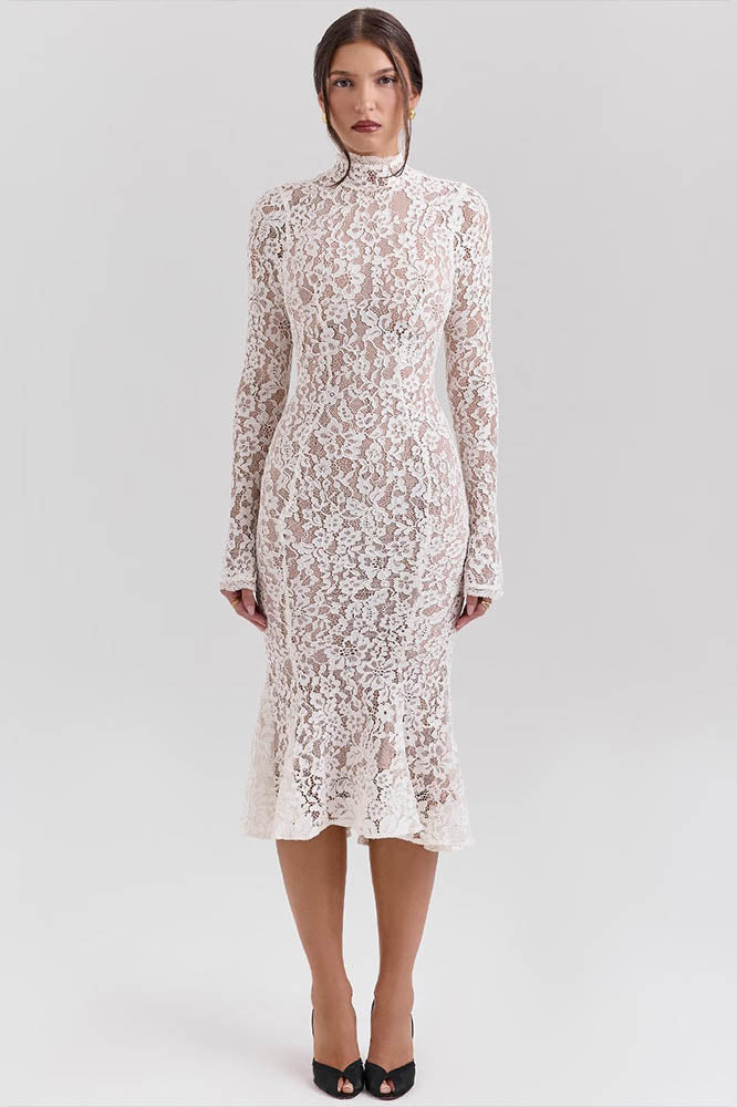 Lace High-Waisted Slimming Fitted Dress