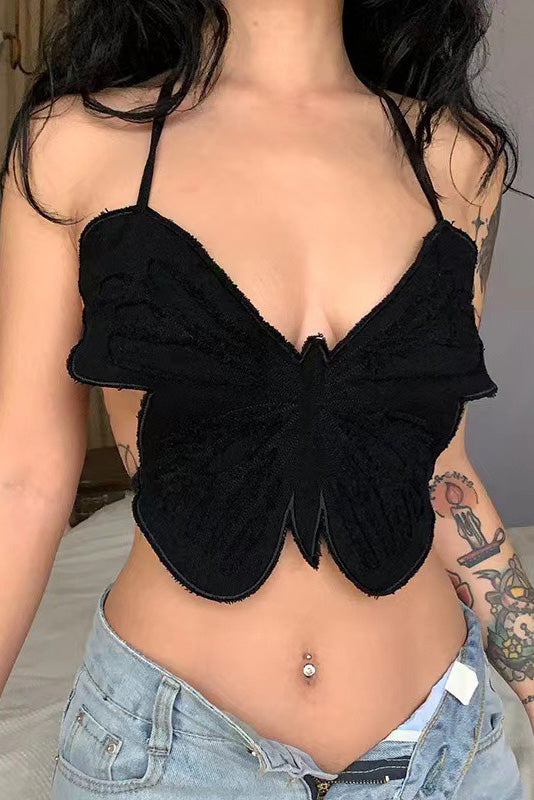 Modern Butterfly Halter Crop Top