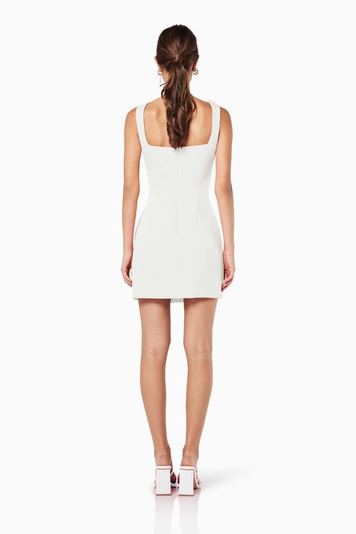 Solid 3D Flower Strap Mini-Length Dress