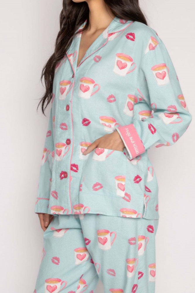 Coordinated Heart and Lip Print Pajama Set