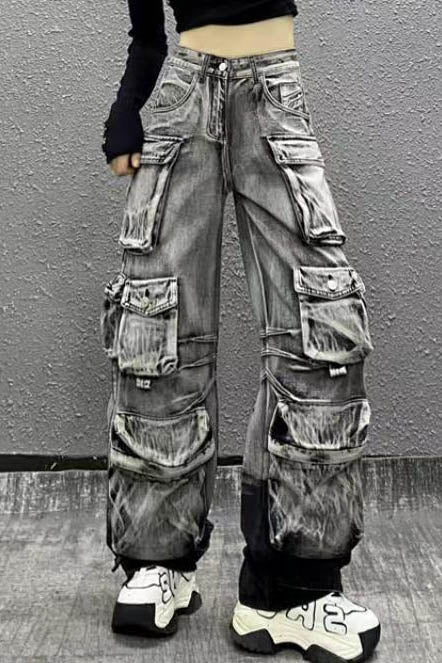 Modern Gradient Cargo Paratrooper Jeans