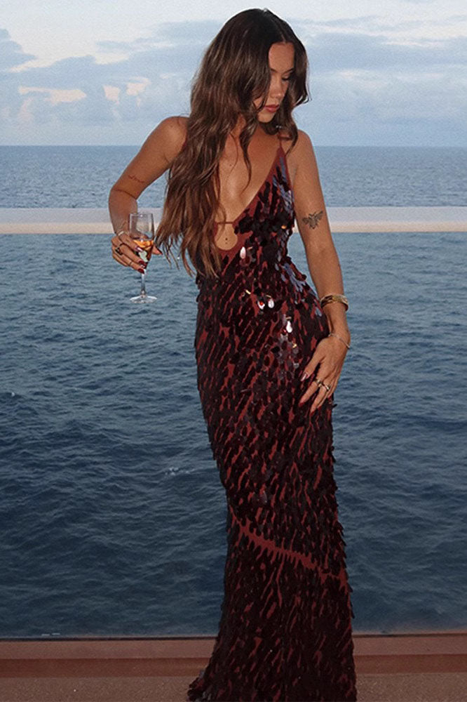 Modern Glittery Dress with Thin Straps