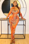 Spicy Retro Fitted Maxi-Length Dress